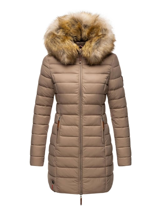 Marikoo Damenjacke Rose mit Steppdesign & abnehmbarem Kunstfellkragen - Image 2