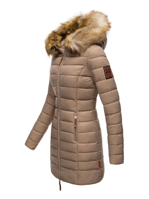 Marikoo Damenjacke Rose mit Steppdesign & abnehmbarem Kunstfellkragen - Image 3