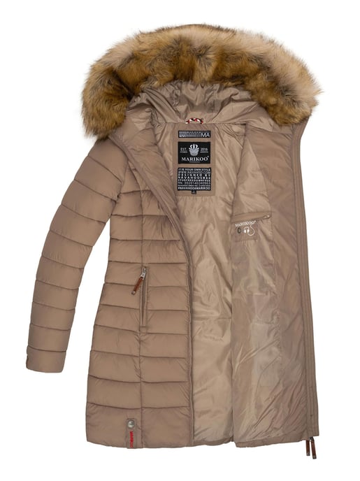 Marikoo Damenjacke Rose mit Steppdesign & abnehmbarem Kunstfellkragen - Image 5