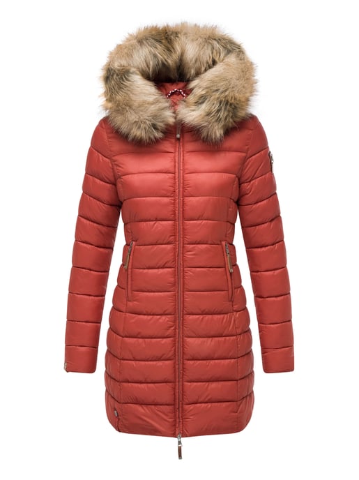 Marikoo Damenjacke Rose mit Steppdesign & abnehmbarem Kunstfellkragen - Image 2