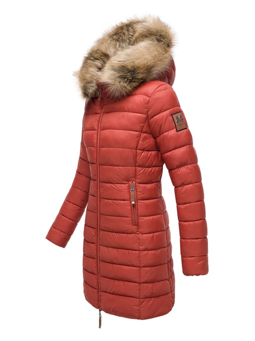 Marikoo Damenjacke Rose mit Steppdesign & abnehmbarem Kunstfellkragen - Image 3