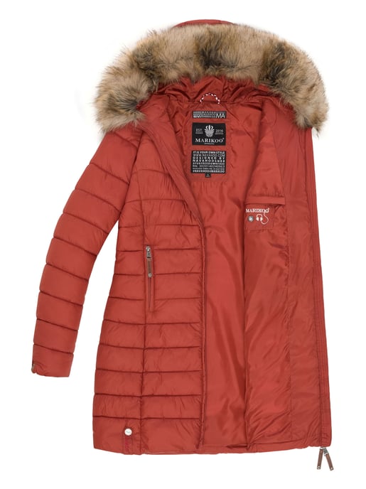 Marikoo Damenjacke Rose mit Steppdesign & abnehmbarem Kunstfellkragen - Image 6