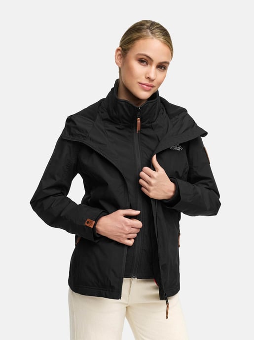 Marikoo Damen Übergangsjacke Erdbeere mit Doppelkragen & Fleece-Innenfutter - Image 2