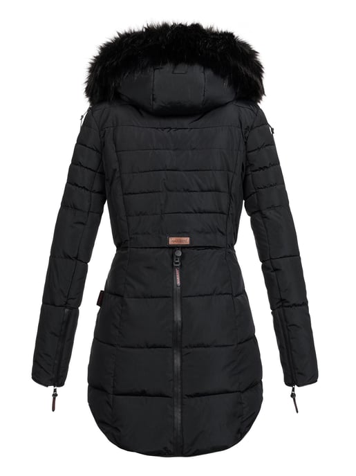 Marikoo lange Damen Winterjacke Moonshine mit Kunstfellkragen & Teddyfutter - Image 3