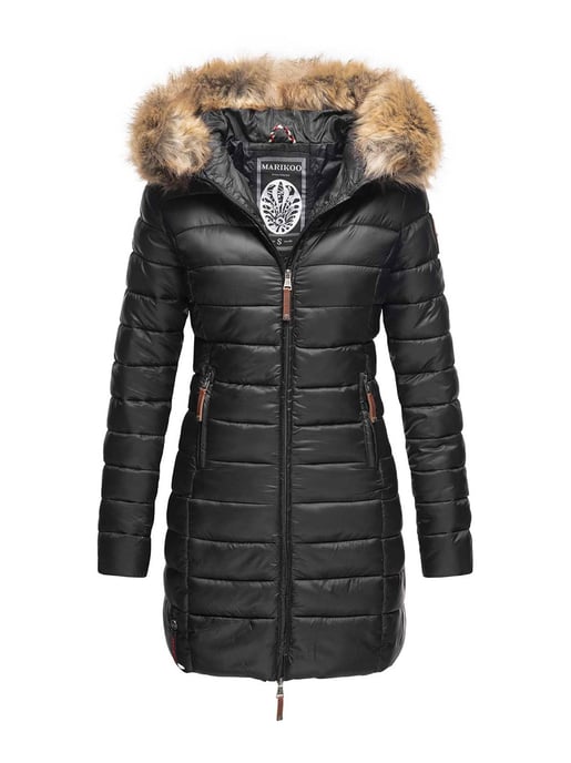 Marikoo Damenjacke Rose mit Steppdesign & abnehmbarem Kunstfellkragen - Image 1