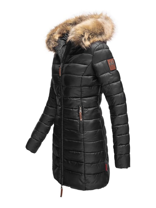 Marikoo Damenjacke Rose mit Steppdesign & abnehmbarem Kunstfellkragen - Image 2