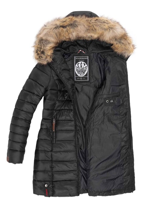 Marikoo Damenjacke Rose mit Steppdesign & abnehmbarem Kunstfellkragen - Image 4