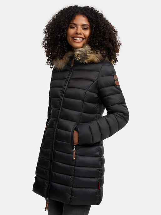Marikoo Damenjacke Rose mit Steppdesign & abnehmbarem Kunstfellkragen - Image 5