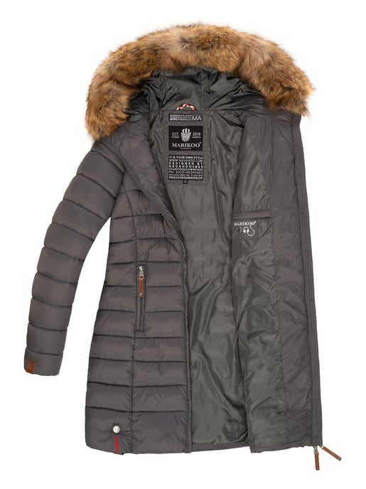 Marikoo Damenjacke Rose mit Steppdesign & abnehmbarem Kunstfellkragen - Image 6