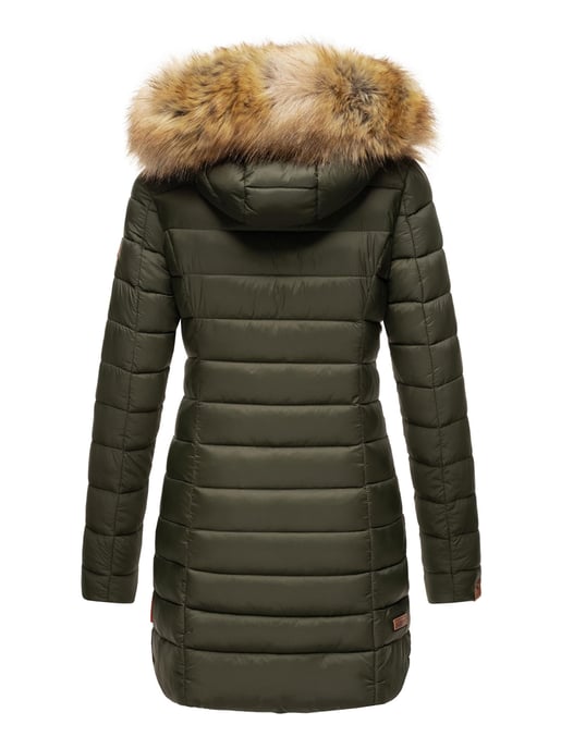 Marikoo Damenjacke Rose mit Steppdesign & abnehmbarem Kunstfellkragen - Image 4