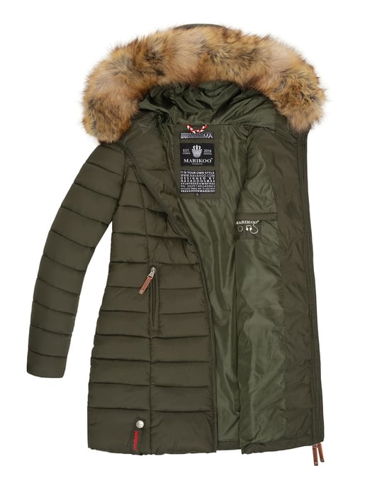 Marikoo Damenjacke Rose mit Steppdesign & abnehmbarem Kunstfellkragen - Image 5