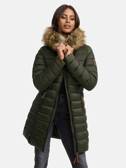 Marikoo Damenjacke Rose mit Steppdesign & abnehmbarem Kunstfellkragen - Image 6