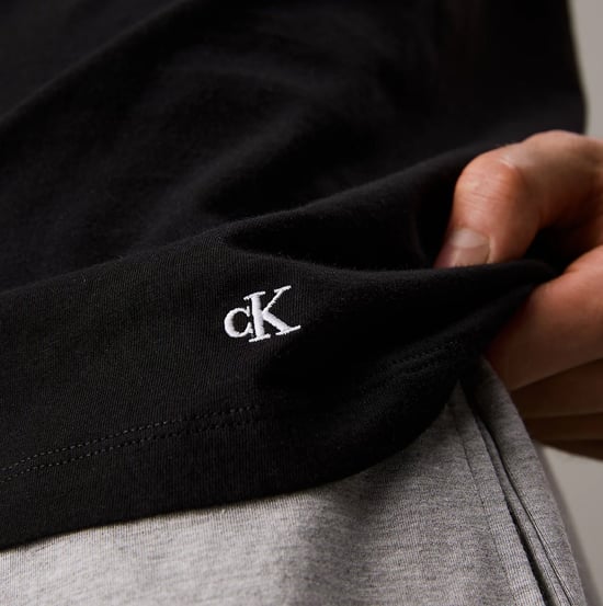 Calvin Klein 100% Baumwolle 3er-Pack Herren T-Shirts Schwarz/Graugefleckt/Weiß - Image 4