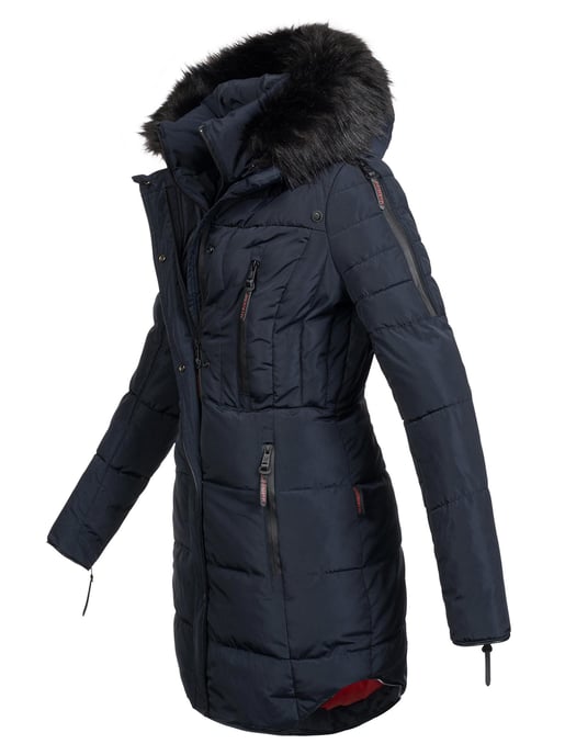 Marikoo lange Damen Winterjacke Moonshine mit Kunstfellkragen & Teddyfutter - Image 2