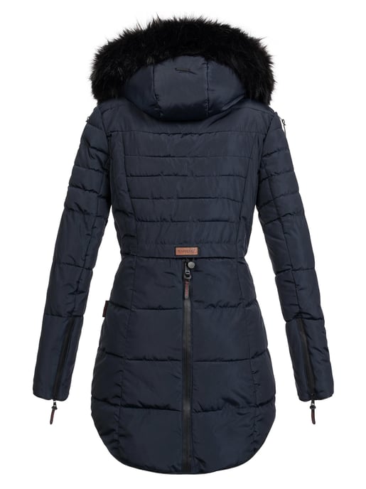 Marikoo lange Damen Winterjacke Moonshine mit Kunstfellkragen & Teddyfutter - Image 3