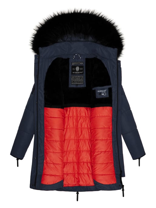 Marikoo lange Damen Winterjacke Moonshine mit Kunstfellkragen & Teddyfutter - Image 4