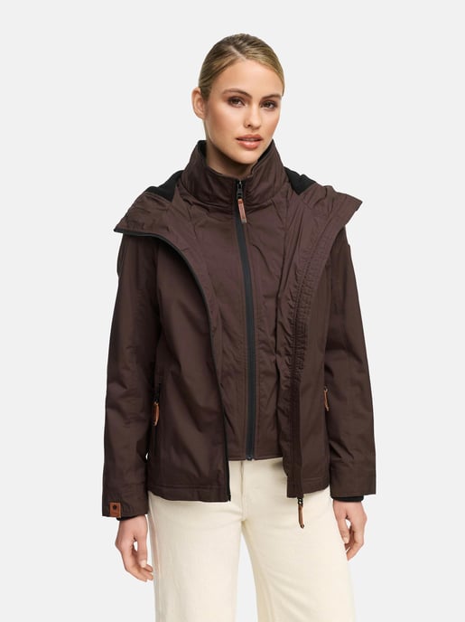 Marikoo Damen Übergangsjacke Erdbeere mit Doppelkragen & Fleece-Innenfutter - Image 3