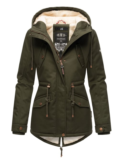 Marikoo Damen Winterjacke Manolya mit Teddyfellfutter & Baumwoll-Obermaterial - Image 1