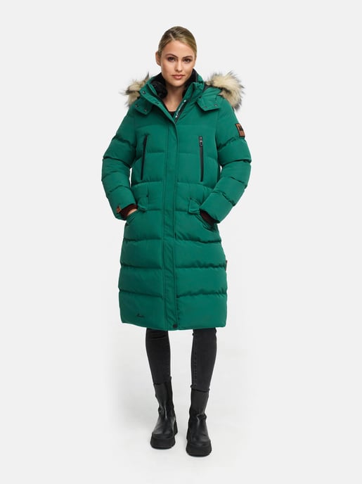 Marikoo Damen Winterjacke – Schneesternchen, lang mit Kapuze & Fellkragen - Image 2