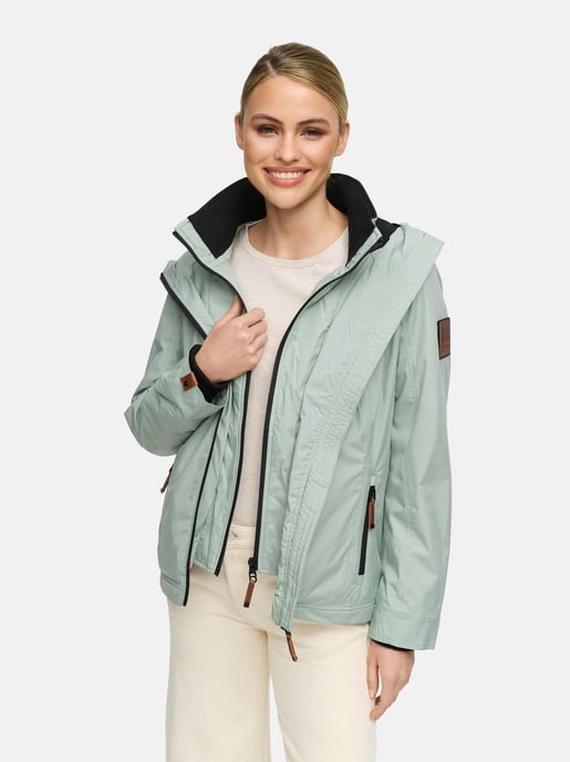 Marikoo Damen Übergangsjacke Erdbeere mit Doppelkragen & Fleece-Innenfutter - Image 3