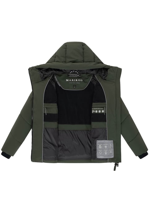 Marikoo Damen Wintersteppjacke Kwamee mit Kapuze & Zwei-Wege-Reißverschluss - Image 4