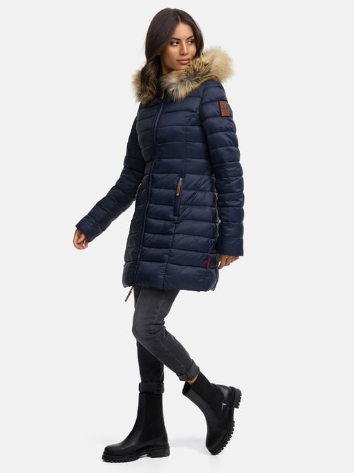 Marikoo Damenjacke Rose mit Steppdesign & abnehmbarem Kunstfellkragen - Image 2