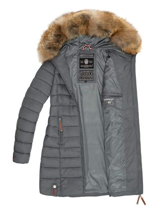 Marikoo Damenjacke Rose mit Steppdesign & abnehmbarem Kunstfellkragen - Image 6