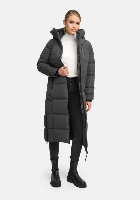 Marikoo Damen Winter Steppmantel Honiaa XVI mit Kapuze & Reißverschlusstaschen - Image 6
