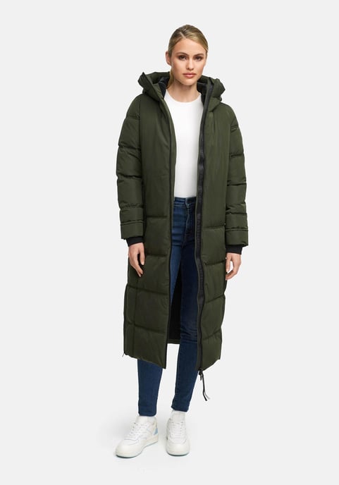Marikoo Damen Winter Steppmantel Honiaa XVI mit Kapuze & Reißverschlusstaschen - Image 6