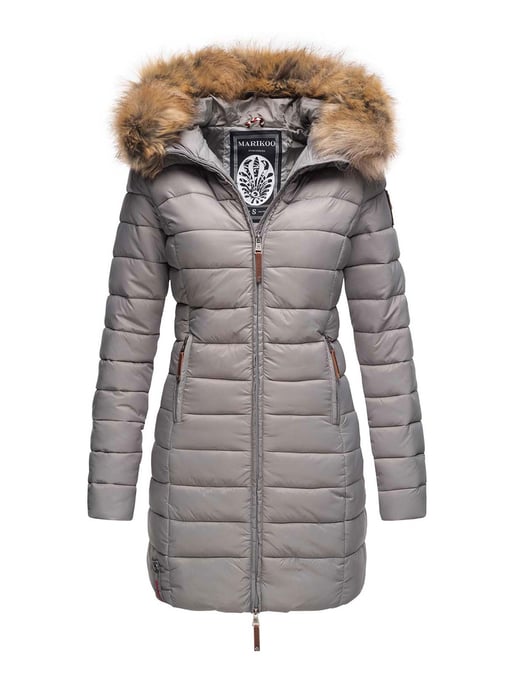 Marikoo Damenjacke Rose mit Steppdesign & abnehmbarem Kunstfellkragen - Image 1