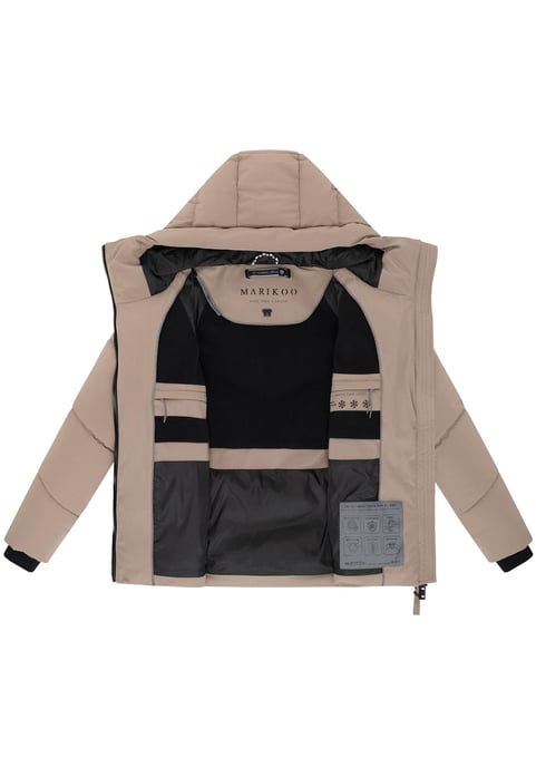 Marikoo Damen Wintersteppjacke Kwamee mit Kapuze & Zwei-Wege-Reißverschluss - Image 3