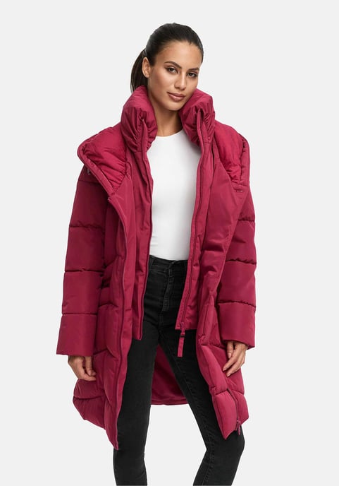 Marikoo Damen Steppmantel Virenaa mit Layer-Look & warmem Fleecefutter - Image 6