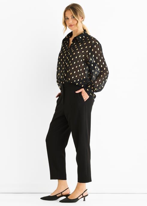 Schwarzes Chiffon-Folien-Jacquard-Hemd - Image 3