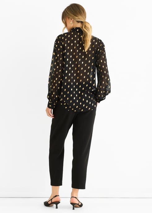 Schwarzes Chiffon-Folien-Jacquard-Hemd - Image 4
