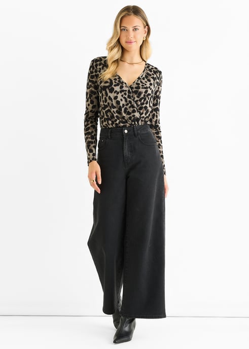 Grauer Tier-Wickeljersey-Bodysuit - Image 1