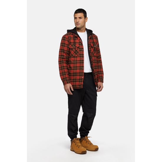 Dickies Fleece Kapuzen-Flanellhemd Herren Rotes Shirt-Jacke - Image 4