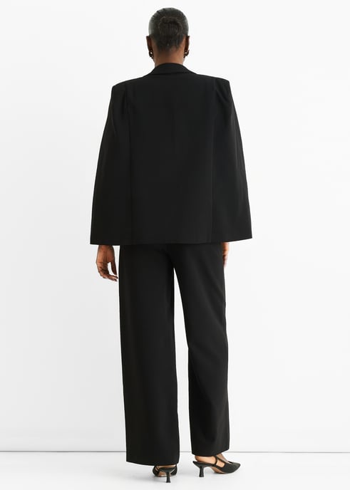 Schwarzes kontrastierendes Tierfutter Tailoring Cape Blazer - Image 4