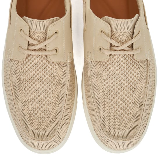 Dune Blaizerss Herren Bootsschuhe Aus Stoff In Creme - Image 5