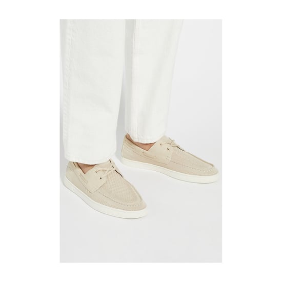 Dune Blaizerss Herren Bootsschuhe Aus Stoff In Creme - Image 6
