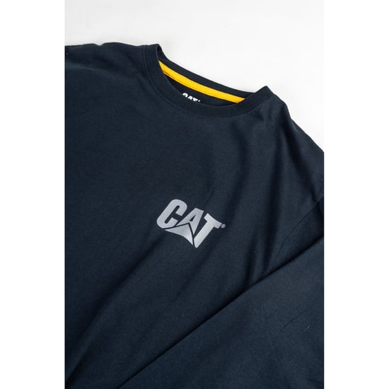 Caterpillar Markenbanner Langarm Baumwoll Herren Blau T-Shirt - Image 5