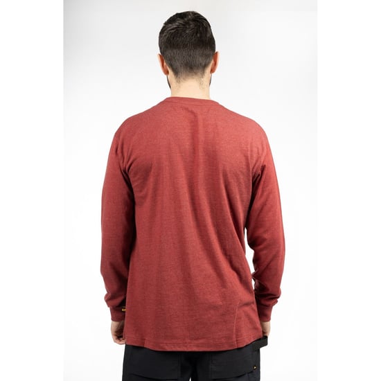 Caterpillar Markenbanner Langarm-Baumwoll-Herren-T-Shirt in Rot - Image 2