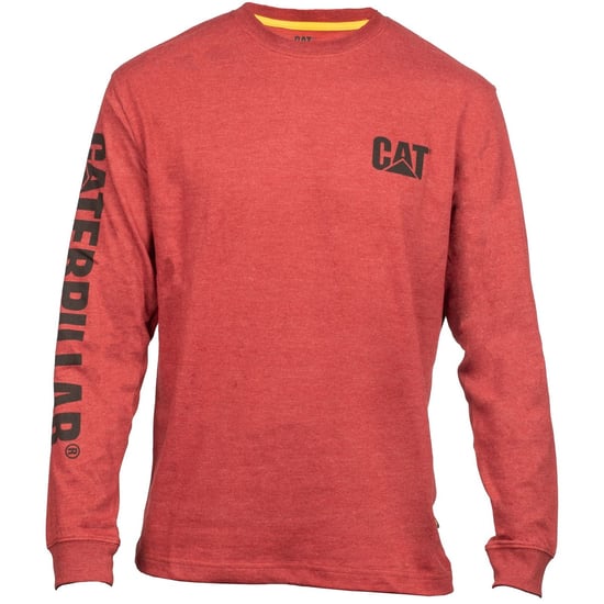 Caterpillar Markenbanner Langarm-Baumwoll-Herren-T-Shirt in Rot - Image 4