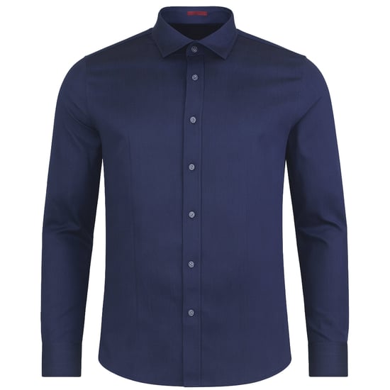 Ted Baker Crotone Herren Hemd in Marineblau mit Fischgrätmuster - Image 1