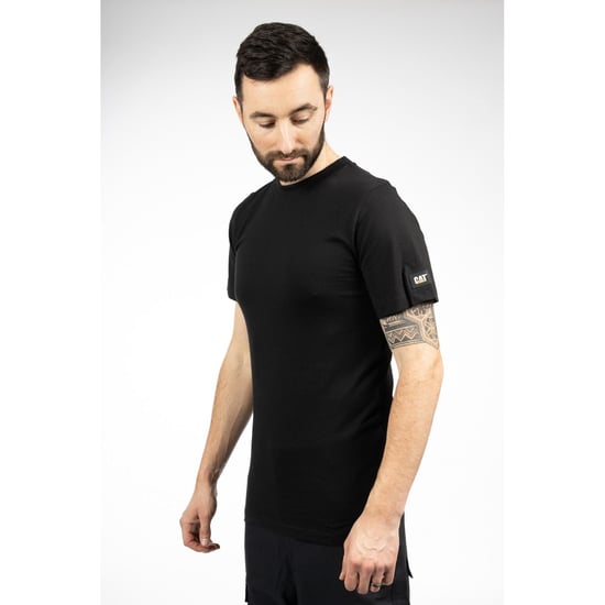 Caterpillar Essentials Kurzarm Baumwollshirt Herren Schwarz - Image 3