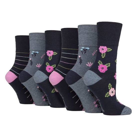 6 Paar Damen Baumwollsocken | Gemusterte weiche, nicht-bindende Alltagssocken - Image 1