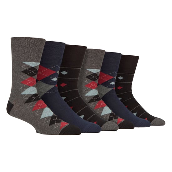 6 Paar Herren Baumwollsocken | Gemusterte, weiche, nicht einengende Alltagssocken - Image 1