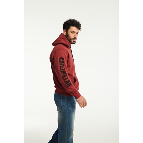 Caterpillar Markenbanner Baumwolle Herren Roter Kapuzenpullover - Image 3