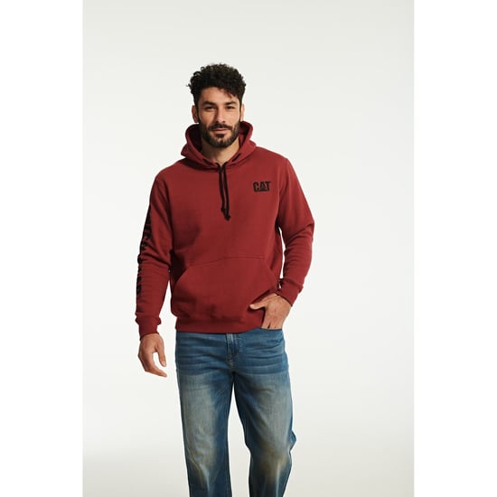 Caterpillar Markenbanner Baumwolle Herren Roter Kapuzenpullover - Image 4