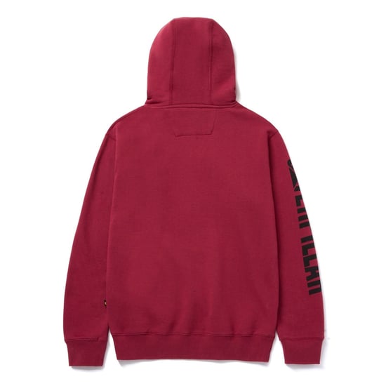 Caterpillar Markenbanner Baumwolle Herren Roter Kapuzenpullover - Image 6