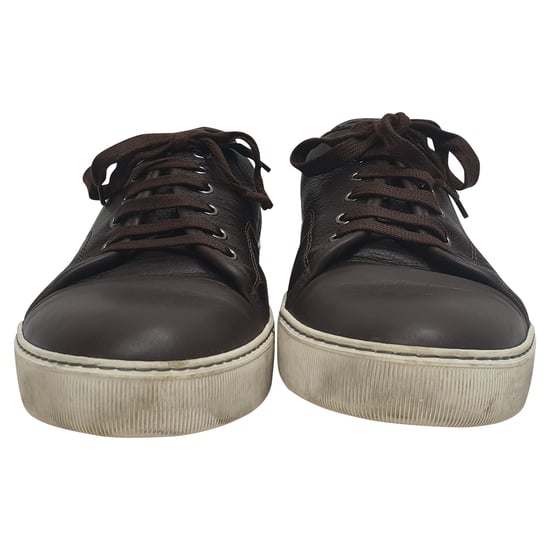 Lanvin Niedrigschnitt Sneakers aus braunem Leder - Image 2